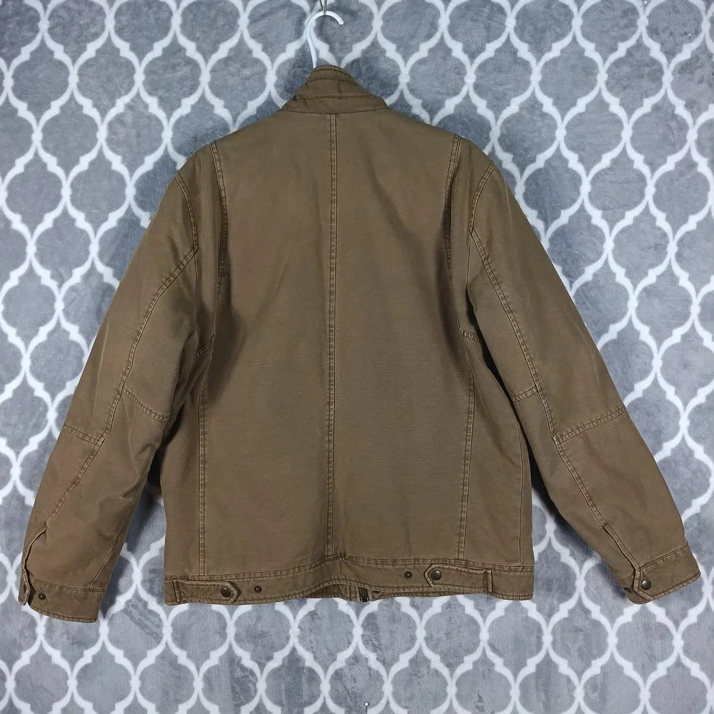 Levis Field Jacket Men Large Brown Rugged Heritage Canvas Quilt Lined Twill Coat